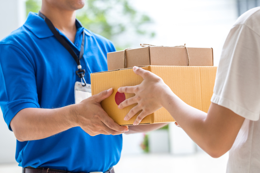 Rider with parcel